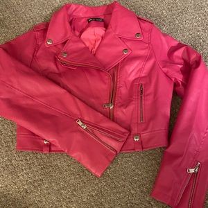 Hot Pink faux leather jacket